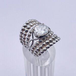 Shablool Israel Didae Sterling Silver Ring Cubic Zirconia Sparkling CZ Wide Ring